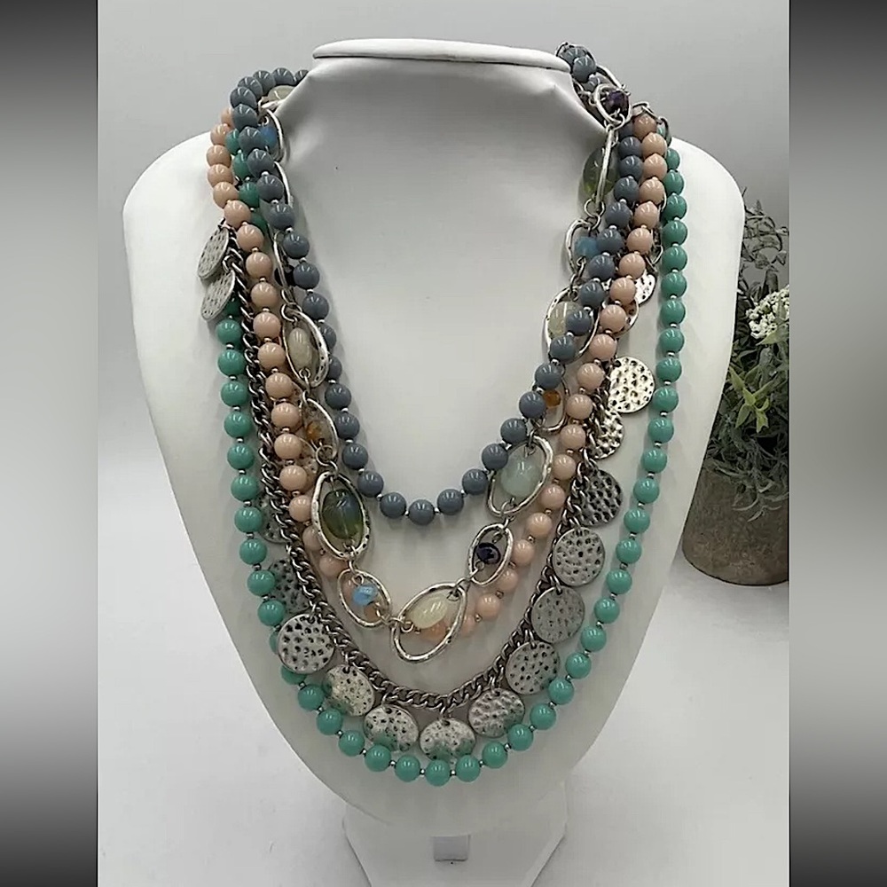 Premier Designs Bohemian/Gypsy Pastel Multi-Waterfall Necklace.